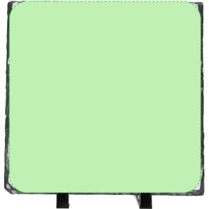 A green sublimation plaque displayed on a stand, featuring a textured border and a smooth blank surface.
