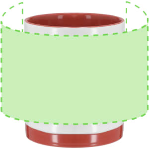 A coffee mug featuring a white body with a red interior and base, designed for sublimation printing.