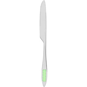 A stainless steel knife from the Sinix Cutlery Set featuring a green accent on the handle.