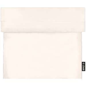 A cream thermal snacks holder with a fold-over top and a small logo on the side.