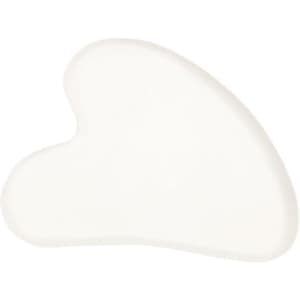 A white heart-shaped face massager with a smooth surface, designed for beauty and personal care.