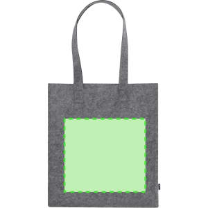 A grey tote bag with two handles and a blank area for branding. Features a simple, minimalist design.