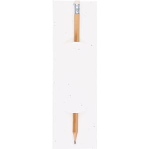 A grey-lead pencil with a wooden body displayed in a white packaging. The pencil has a silver ferrule and eraser.