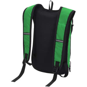 A green and black Rinix backpack featuring mesh straps and a sleek design. It includes a logo on the front.