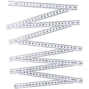 A clear plastic ruler set featuring eleven pieces, each marked with measurements in both centimetres and inches.