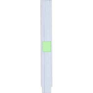 A white ruler with a green section, featuring a logo or branding. Suitable for office and business use.