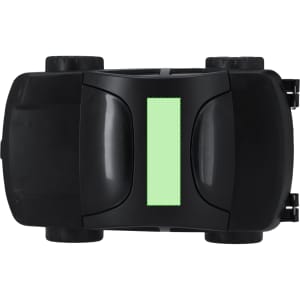 A black tool set shaped like a car, featuring green accents and a logo.