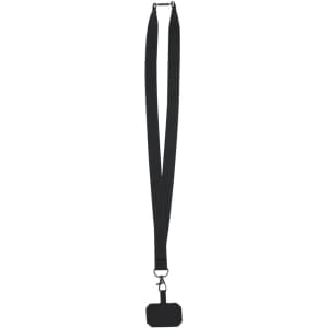A black lanyard with a clip attachment and a rectangular holder at the bottom.