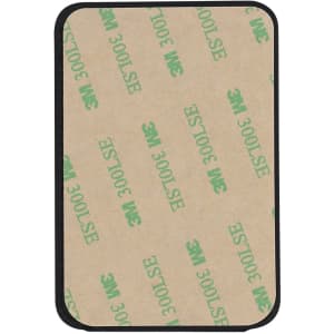A rectangular card holder stand with a black border and a textured adhesive backing.