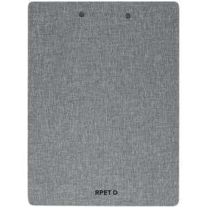 A grey portfolio with a textured finish, featuring two holes at the top and a small logo at the bottom.