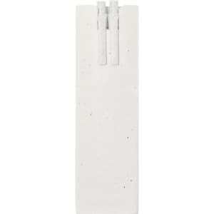 A white promotional product set containing two pens, presented in a rectangular, minimalist packaging with a logo.