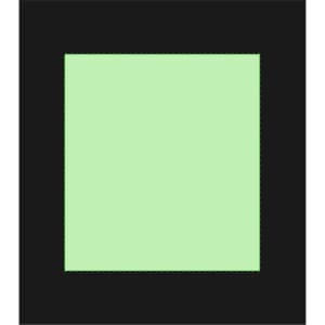 A green gift box with a solid black exterior and a lighter green interior. Contains no additional elements or text.