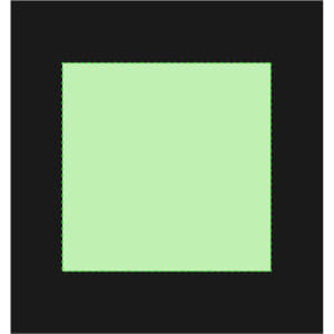 A square gift box with a light green interior and a black exterior, featuring a logo on the surface.
