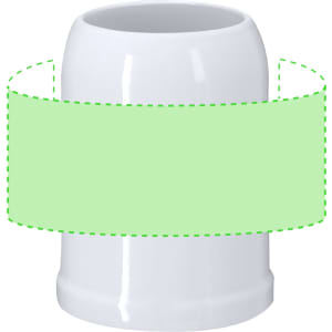 A drink bottle in a glossy white finish, featuring a blank area for customisation and a simple design.