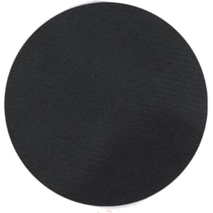 A round black coaster with a textured surface, featuring a subtle pattern and a glossy edge.
