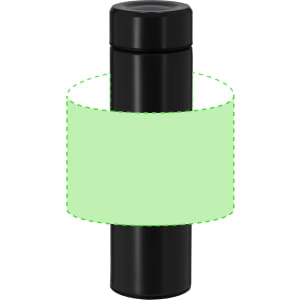A drink bottle in matte black with a sleek, cylindrical shape and a logo on the body.