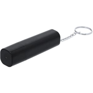 A black keyring tobacco case with a silver chain, designed for easy attachment to keys.