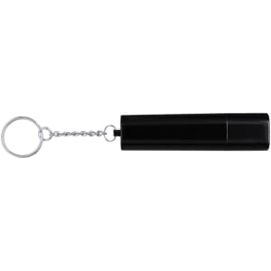 A black tobacco case with a keyring attachment, featuring a sleek cylindrical design.