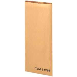 A brown paper envelope with an open top and a black item number printed on the front.