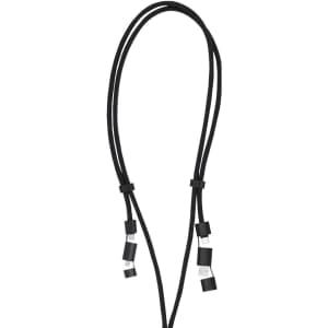 A black charging cable with multiple connectors, featuring a flexible design and sleek connectors.
