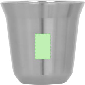 A stainless steel drink cup with a sleek design and a blank area for branding or customisation.