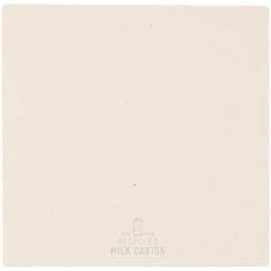 A square notepad in a light beige colour, made from recycled materials, featuring a logo at the bottom.