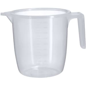 A clear plastic 2L measuring jug with a handle and spout, featuring measurement markings on the side.