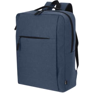 A blue Maxtry Backpack with a front pocket and shoulder straps, featuring a logo on the side.