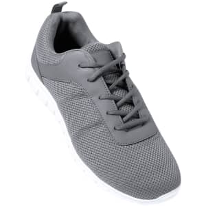 A pair of grey Dakota Trainers with a mesh upper and white sole, featuring laces and a logo.