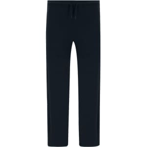 Navy track pants with an elasticated waistband and logo. Features a straight-leg design for a relaxed fit.