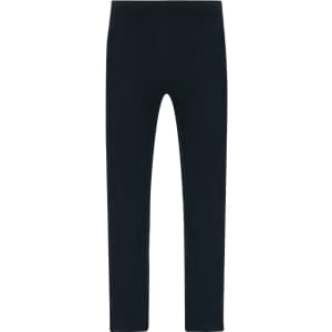 Navy joggers with a sleek design and a fitted silhouette, featuring a branding logo.