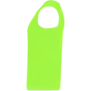 A bright green adult T-shirt with a sleeveless design and a logo.