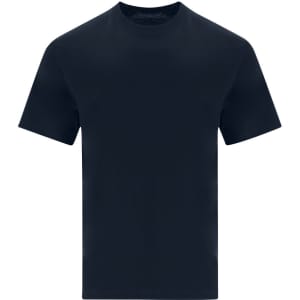 A navy blue adult oversize T-shirt with a crew neckline and short sleeves. Features a logo on the front.