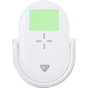 A multifunction lamp in white with a square light panel and touch controls for functionality.