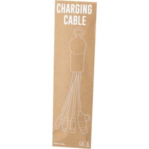 A promotional Krizia charging cable in tan packaging featuring multiple cable connectors. It has a logo design.
