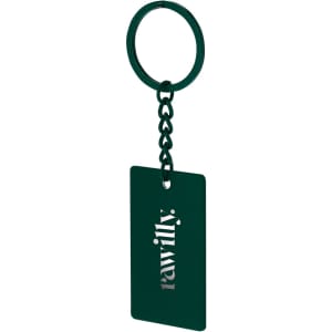 A green Taraf keyring featuring a rectangular tag and a chain connector, with branding visible on the tag.