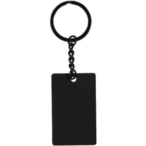A black rectangular keyring with a chain link attachment. The keyring features a simple, solid design.
