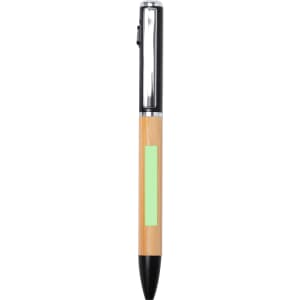 A bamboo pen torch with a silver clip and black tip, featuring a green accent area.