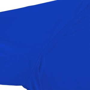 A vibrant blue adult T-shirt featuring smooth fabric and a classic design, with a logo present.