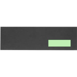 A black rectangular writing pad with a light green strip on one side and a smooth surface.