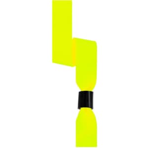 A bright yellow wristband with a black fastening, designed for events and exhibitions.