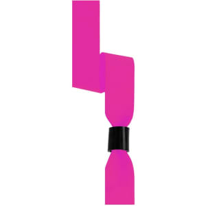 A pink event wristband secured with a black clasp, designed for exhibitions and events.