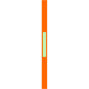 An orange wristband with a light green section in the centre, featuring a logo.