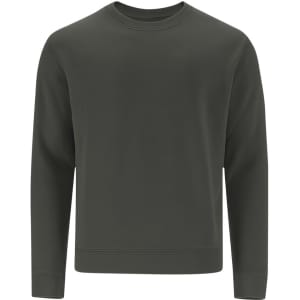 A dark green adult sweatshirt with long sleeves and a crew neck. It has a plain design and features a logo.