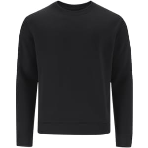 A black kids' sweatshirt featuring long sleeves and a round neckline. It has a plain style and includes a logo.