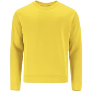 A yellow sweatshirt with a round neckline and long sleeves, featuring a simple design and no visible logos.