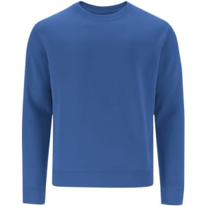A blue sweatshirt with long sleeves and a round neckline. Comes with a logo on the front.