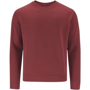 A red sweatshirt featuring long sleeves and a crew neckline, with a simple design and no visible branding.