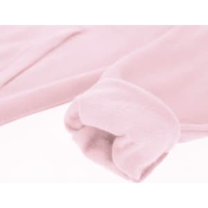 A light pink sweatshirt featuring a soft cuff detail, part of a hoodie style. The design includes a logo.