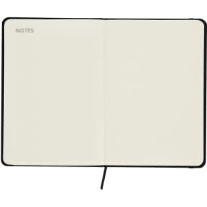 A notepad with blank pages and a black cover, featuring a simple 'NOTES' title at the top.